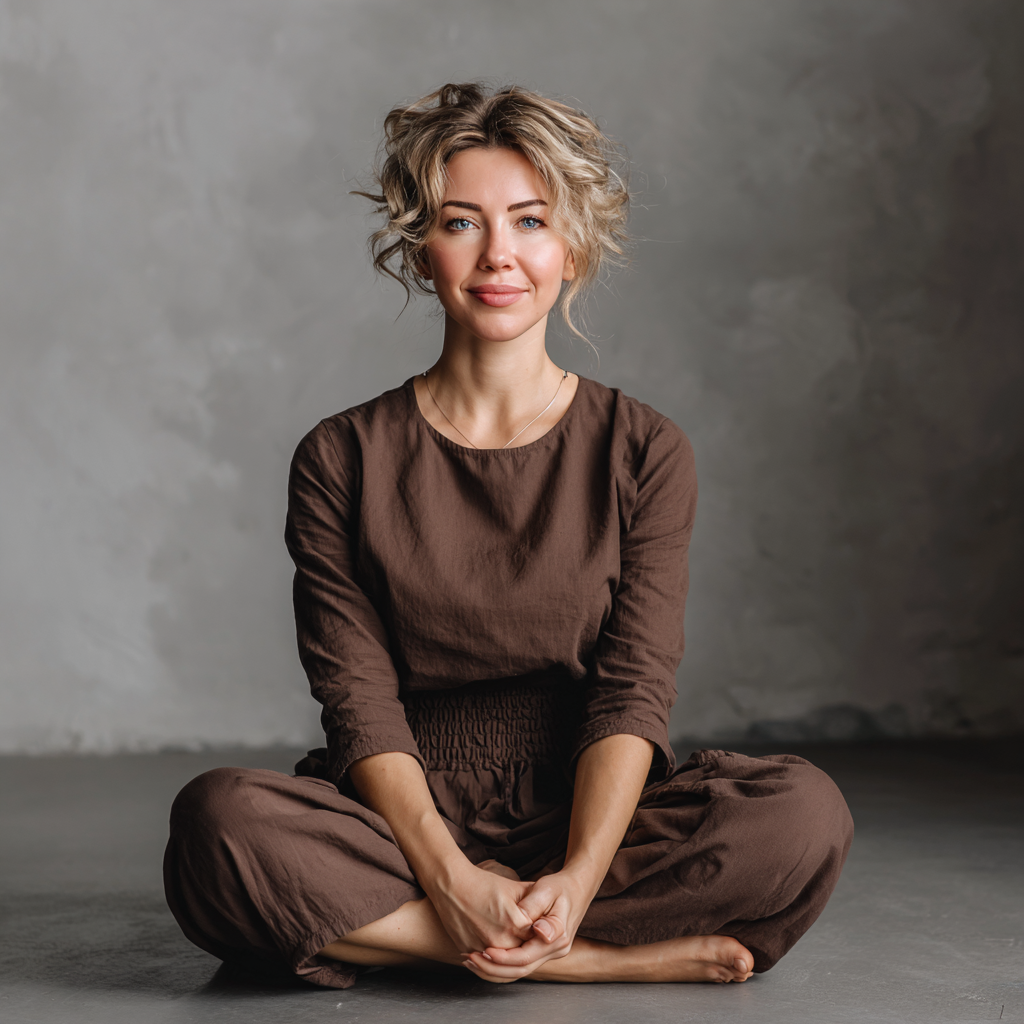 Mujer practicando yoga en posición de meditación